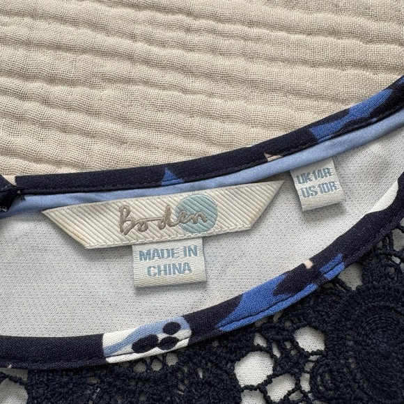 Boden Jessa Lace Tunic Dress Women's Sz 10 Blue Black Floral Mini Twee - Picture 2 of 10